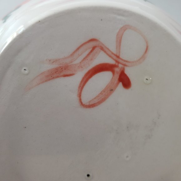 NOS Ceramic Heart Shaped Bowl "L" Signature Ivory with Pink Green Purple - Picture 13 of 13